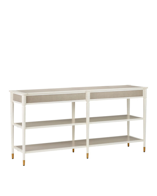 Currey and Company - 3000-0263 - Console Table - Aster - Off-White/Fog/Polished Brass