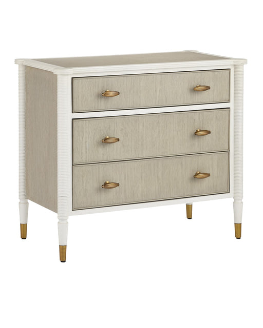 Currey and Company - 3000-0264 - Chest - Aster - Off-White/Fog/Polished Brass