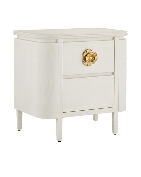 Currey and Company - 3000-0279 - Nightstand - Briallen - Cerused White/Brass