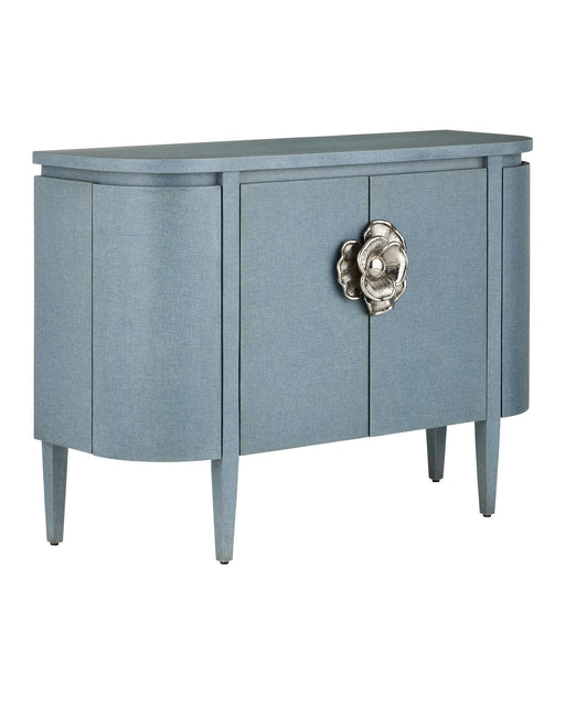 Currey and Company - 3000-0280 - Cabinet - Briallen - Lacquered Blue Linen/Natural Oak/Polished Nickel