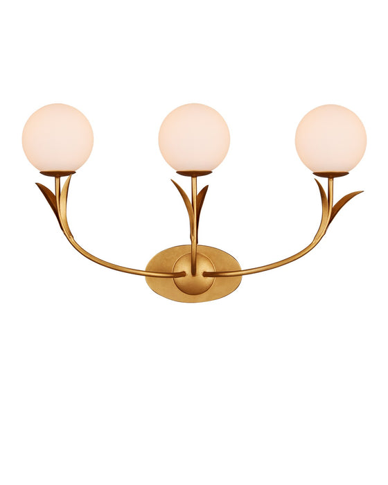Currey and Company - 5000-0261 - Three Light Wall Sconce - Contemporary Gold Leaf/Sugar White/Frosted White