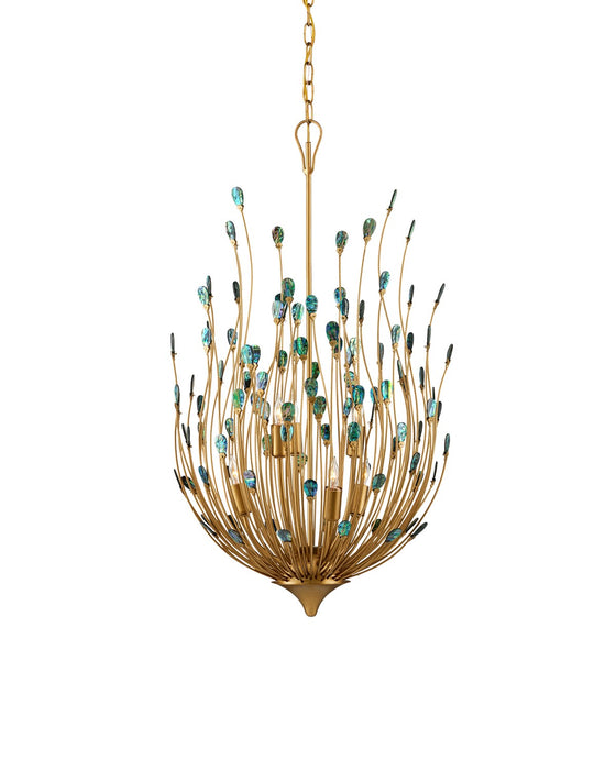 Currey and Company - 9000-1149 - Six Light Chandelier - Delphos - Contemporary Gold/Natural