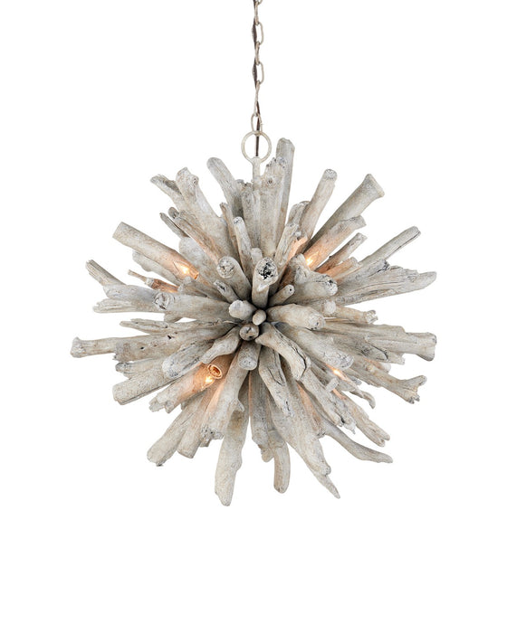 Currey and Company - 9000-1152 - Six Light Pendant - Kuka - Whitewashed Driftwood