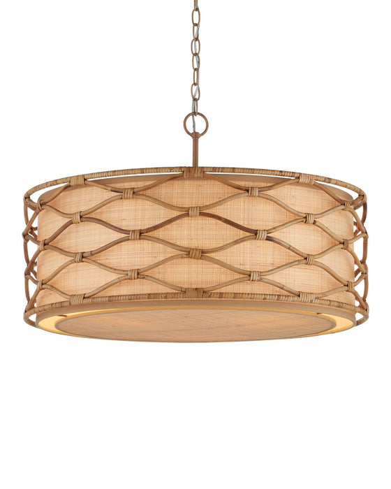 Currey and Company - 9000-1209 - Three Light Pendant - Saddle Tan/Natural