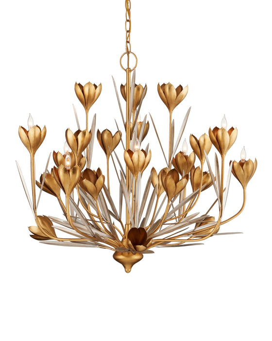 Currey and Company - 9000-1215 - Nine Light Chandelier - Contemporary Gold Leaf/Contemporary Gold/Contemporary Silver Leaf