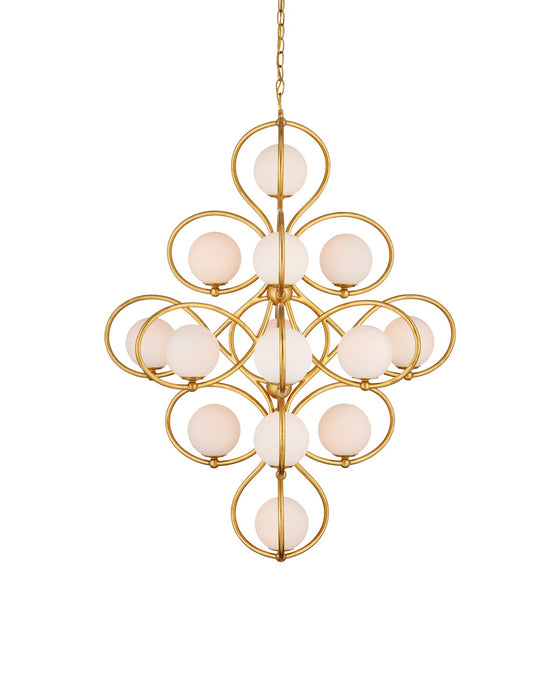 Currey and Company - 9000-1216 - 14 Light Chandelier - Contemporary Gold Leaf/Contemporary Gold/White