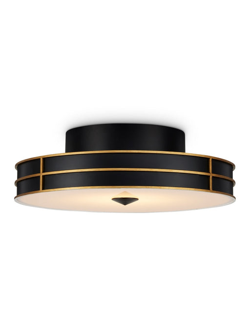 Currey and Company - 9999-0071 - One Light Flush Mount - Fielding - Satin Black/Contemporary Gold/Sugar White/White