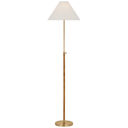 Visual Comfort Signature - CHA 9081AB/NRT-L - LED Floor Lamp - Basden - Antique-Burnished Brass and Natural Rattan