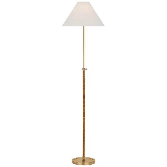 Visual Comfort Signature - CHA 9081AB/NRT-L - LED Floor Lamp - Basden - Antique-Burnished Brass and Natural Rattan