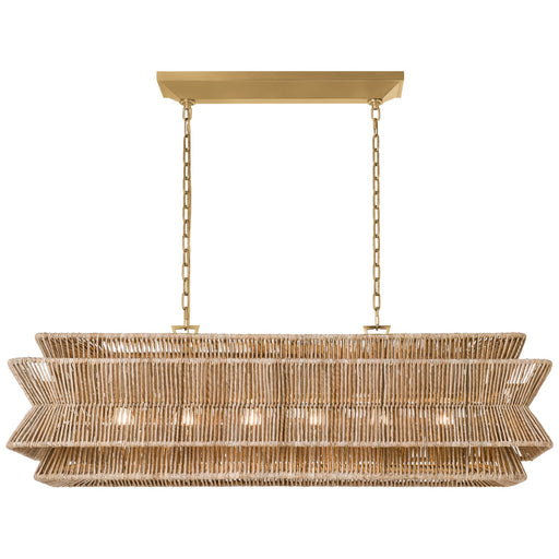 Visual Comfort Signature - CHC 5025AB/NAB - LED Linear Pendant - Antigua - Antique-Burnished Brass and Natural Abaca