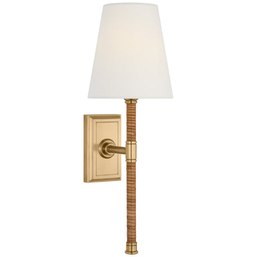 Visual Comfort Signature - CHD 2083AB/NRT-L - LED Wall Sconce - Basden - Antique-Burnished Brass and Natural Rattan