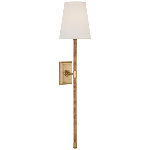 Visual Comfort Signature - CHD 2085AB/NRT-L - LED Wall Sconce - Basden - Antique-Burnished Brass and Natural Rattan