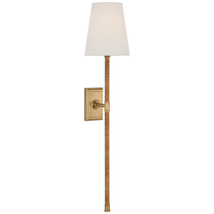 Visual Comfort Signature - CHD 2085AB/NRT-L - LED Wall Sconce - Basden - Antique-Burnished Brass and Natural Rattan
