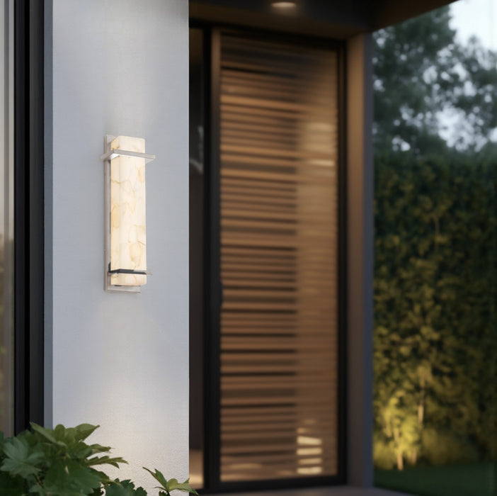 Justice Designs - ALR-7614W-NCKL - LED Outdoor Wall Sconce - Alabaster Rocks - Brushed Nickel