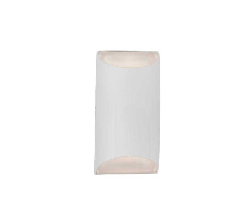 Justice Designs - CER-5750-WTWT - One Light Wall Sconce - Ambiance - Gloss White (outside and inside of fixture)