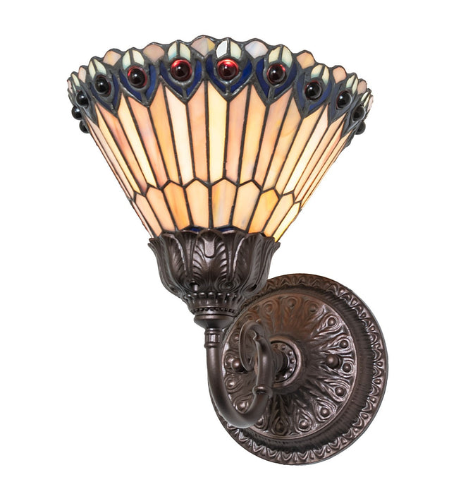 Meyda Tiffany - 245430 - One Light Wall Sconce - Tiffany Jeweled Peacock - Mahogany Bronze