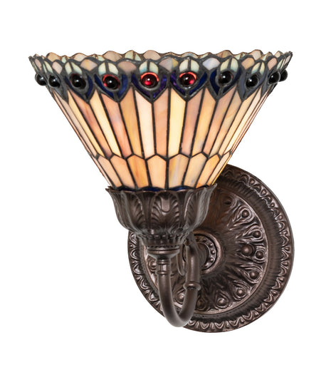 Tiffany Jeweled Peacock One Light Wall Sconce