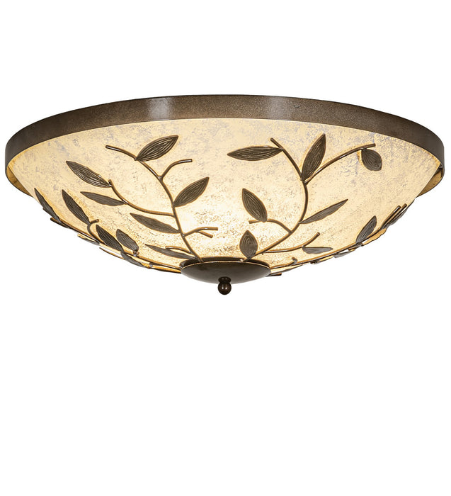 Meyda Tiffany - 271994 - Three Light Flushmount - Branches - Antique Hammered Gold