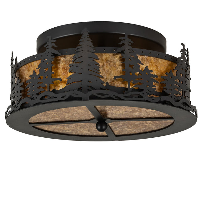 Meyda Tiffany - 273824 - Two light Flushmount - Tall Pines - Wrought Iron