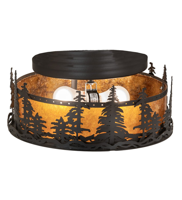Meyda Tiffany - 273824 - Two light Flushmount - Tall Pines - Wrought Iron