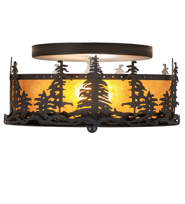 Meyda Tiffany - 273824 - Two light Flushmount - Tall Pines - Wrought Iron