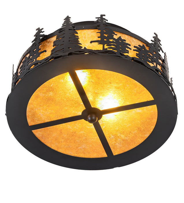 Meyda Tiffany - 273824 - Two light Flushmount - Tall Pines - Wrought Iron