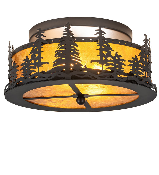 Meyda Tiffany - 273824 - Two light Flushmount - Tall Pines - Wrought Iron