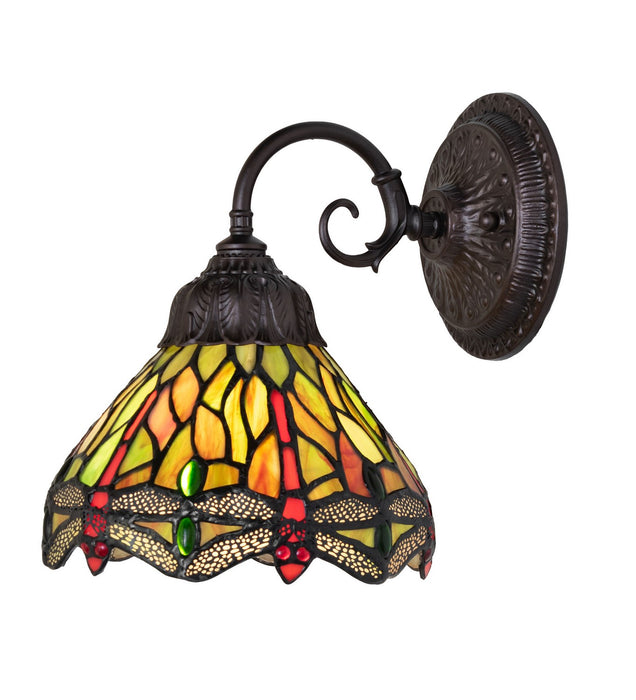 Meyda Tiffany - 274151 - One Light Wall Sconce - Tiffany Hanginghead Dragonfly - Mahogany Bronze