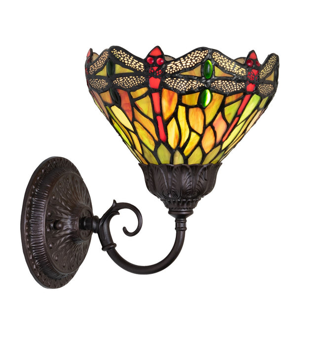 Meyda Tiffany - 275643 - One Light Wall Sconce - Tiffany Hanginghead Dragonfly - Mahogany Bronze