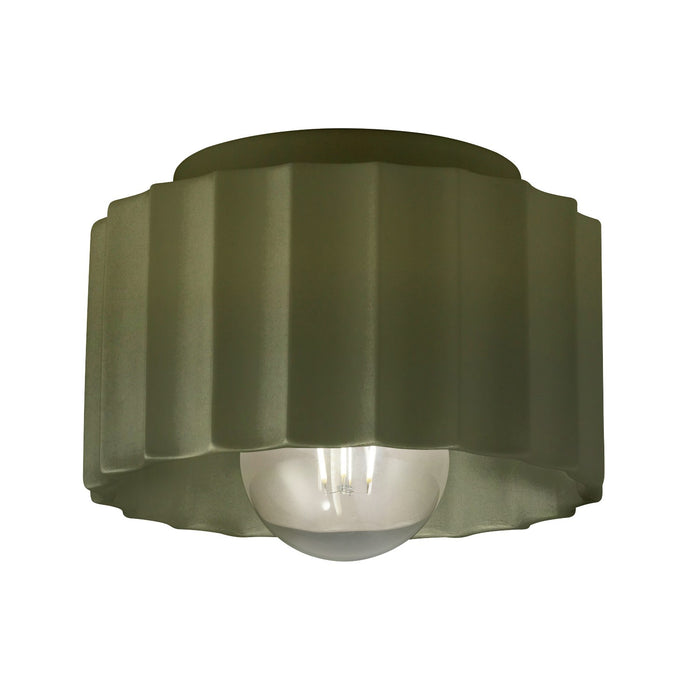 Justice Designs - CER-6183-MGRN - One Light Flush-Mount - Radiance - Matte Green