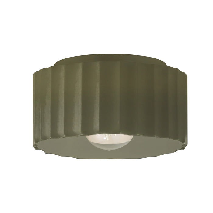 Justice Designs - CER-6185-MGRN - One Light Flush-Mount - Radiance - Matte Green