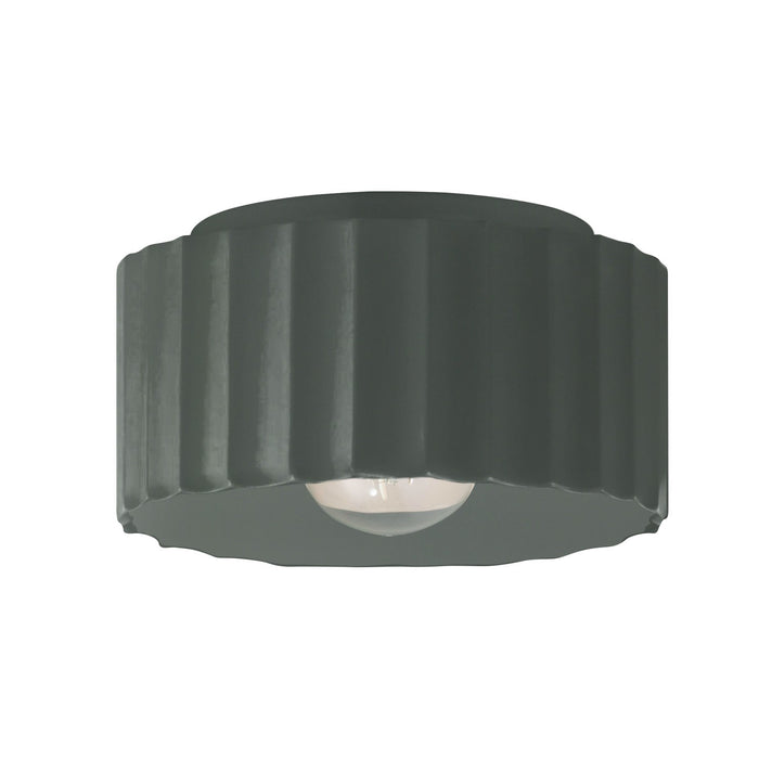 Justice Designs - CER-6185-PWGN - One Light Flush-Mount - Radiance - Pewter Green