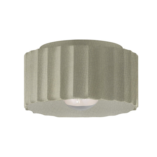 Justice Designs - CER-6185W-CKC - One Light Outdoor Flush Mount - Radiance - Celadon Green Crackle