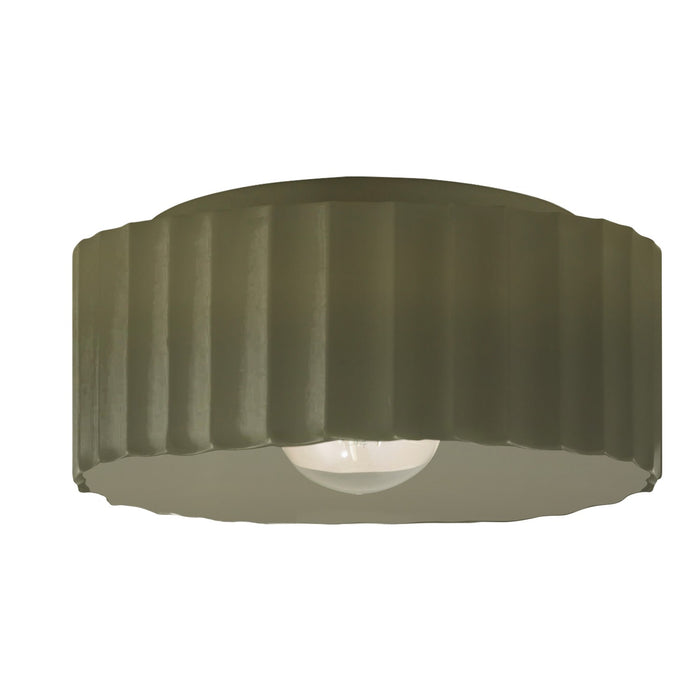 Justice Designs - CER-6187-MGRN - One Light Flush-Mount - Radiance - Matte Green