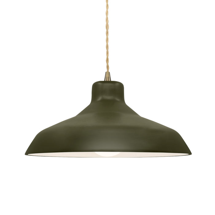 Justice Designs - CER-6263-MGRN-ABRS-BEIG-TWST - One Light Pendant - Radiance - Matte Green