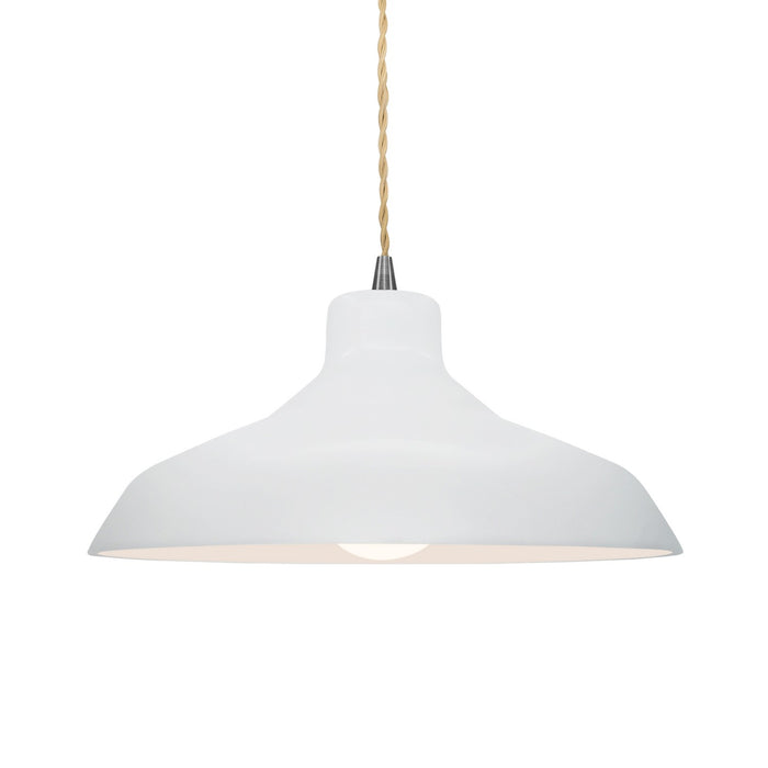Justice Designs - CER-6263-WHT-NCKL-BEIG-TWST - One Light Pendant - Radiance - Gloss White
