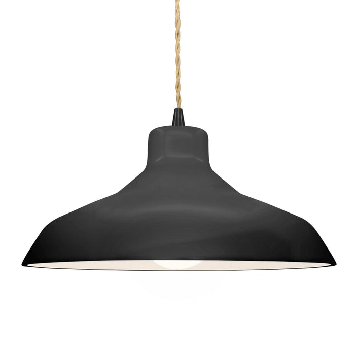 Justice Designs - CER-6265-BKMT-MBLK-BEIG-TWST - One Light Pendant - Radiance - Gloss Black w/ Matte White