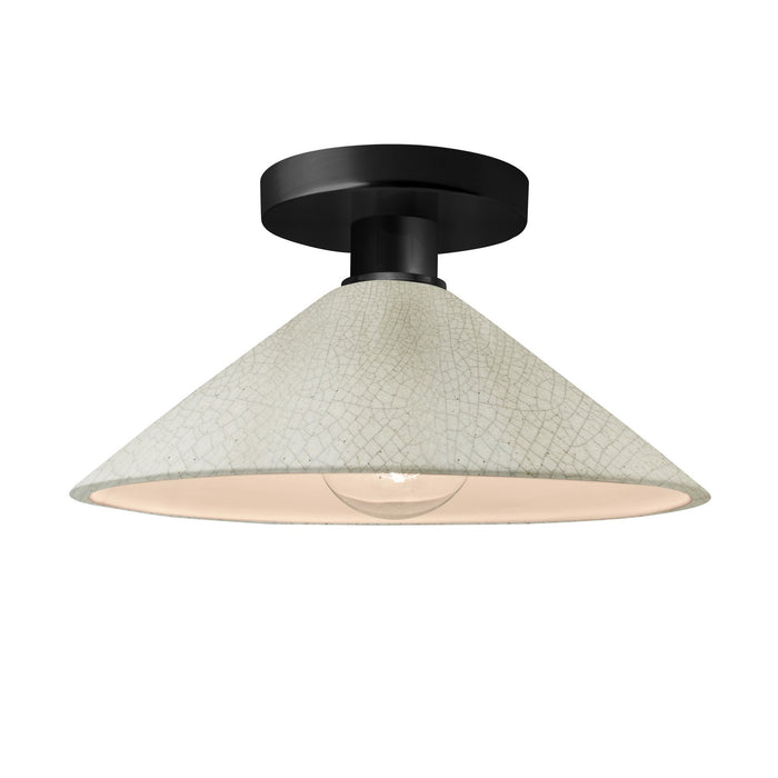 Justice Designs - CER-6330-CRK-MBLK - One Light Semi-Flush Mount - Radiance - White Crackle