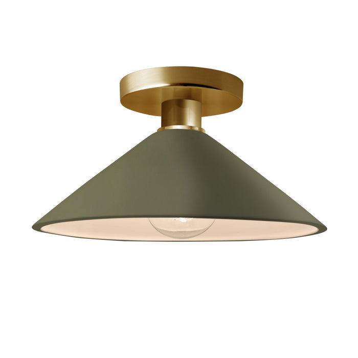 Justice Designs - CER-6330-MGRN-BRSS - One Light Semi-Flush Mount - Radiance - Matte Green