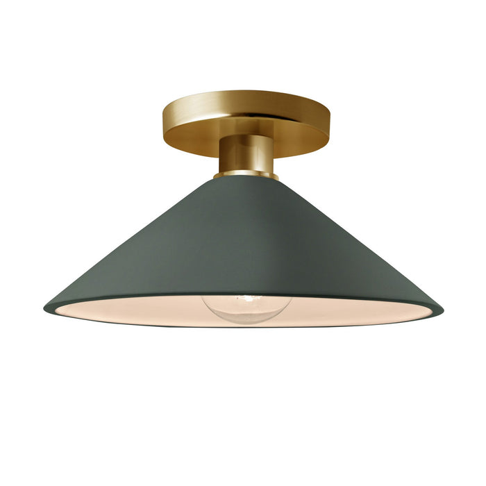 Justice Designs - CER-6330-PWGN-BRSS - One Light Semi-Flush Mount - Radiance - Pewter Green