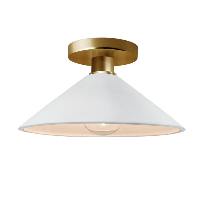Justice Designs - CER-6330-WTWT-BRSS - One Light Semi-Flush Mount - Radiance - Gloss White (outside and inside of fixture)