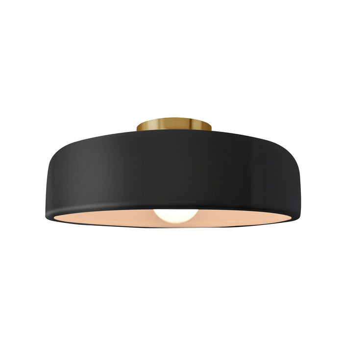 Justice Designs - CER-6343-BKMT-BRSS - One Light Semi-Flush Mount - Radiance - Gloss Black w/ Matte White