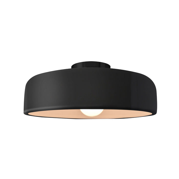 Justice Designs - CER-6343-BLK-MBLK - One Light Semi-Flush Mount - Radiance - Gloss Black