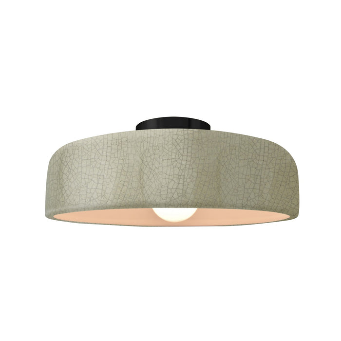 Justice Designs - CER-6343-CKC-MBLK - One Light Semi-Flush Mount - Radiance - Celadon Green Crackle