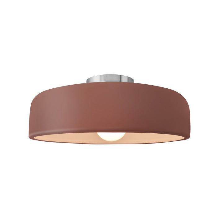 Justice Designs - CER-6343-CLAY-NCKL - One Light Semi-Flush Mount - Radiance - Canyon Clay