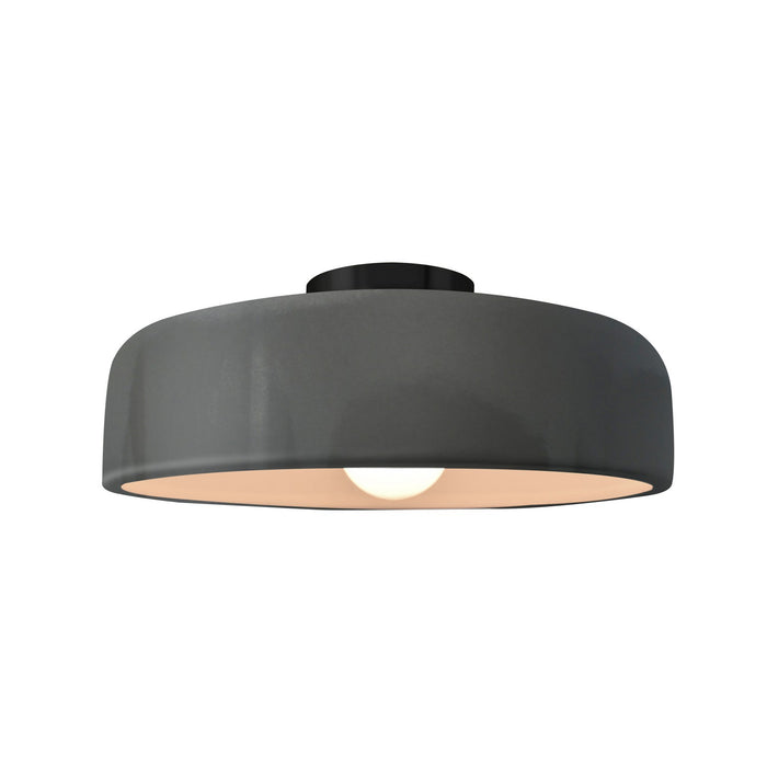 Justice Designs - CER-6343-GRY-MBLK - One Light Semi-Flush Mount - Radiance - Gloss Grey