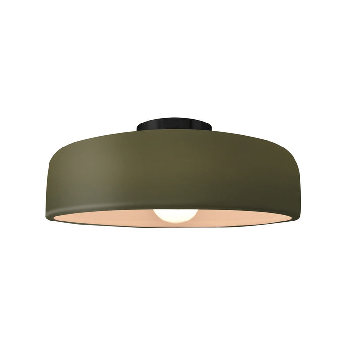 Justice Designs - CER-6343-MGRN-MBLK - One Light Semi-Flush Mount - Radiance - Matte Green