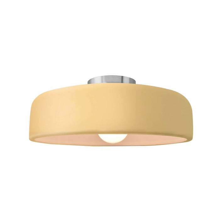 Justice Designs - CER-6343-MYLW-NCKL - One Light Semi-Flush Mount - Radiance - Muted Yellow