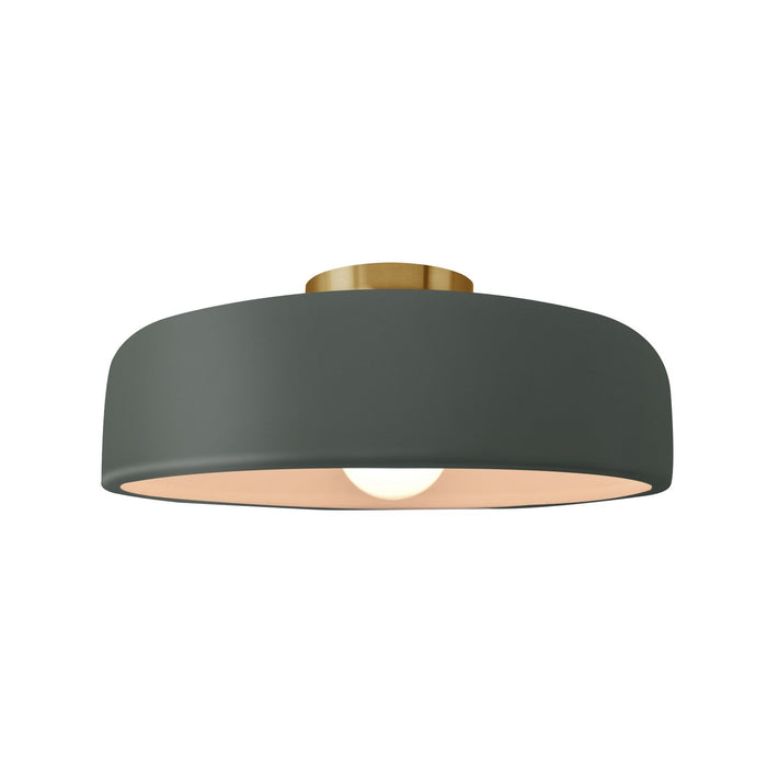Justice Designs - CER-6343-PWGN-BRSS - One Light Semi-Flush Mount - Radiance - Pewter Green