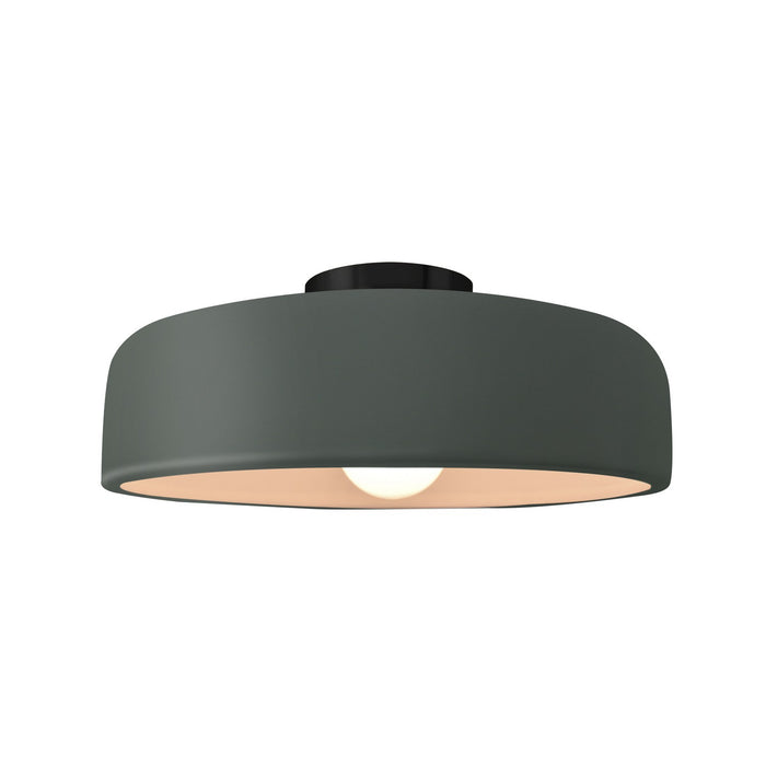 Justice Designs - CER-6343-PWGN-MBLK - One Light Semi-Flush Mount - Radiance - Pewter Green